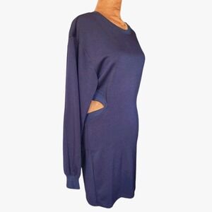 NWT Commense Dress Open Back Size S Casual Navy Blue  Long Sleeve Women's